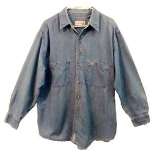 FIELDMASTER Denim Shirt Men's Vintage Button Up Pockets Workwear Western - XL